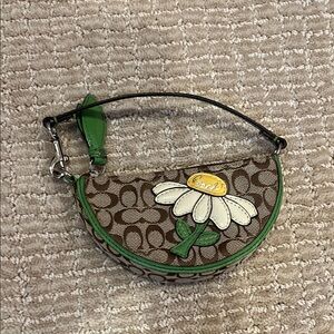 Coach Brown and Green Daisy Wristlet